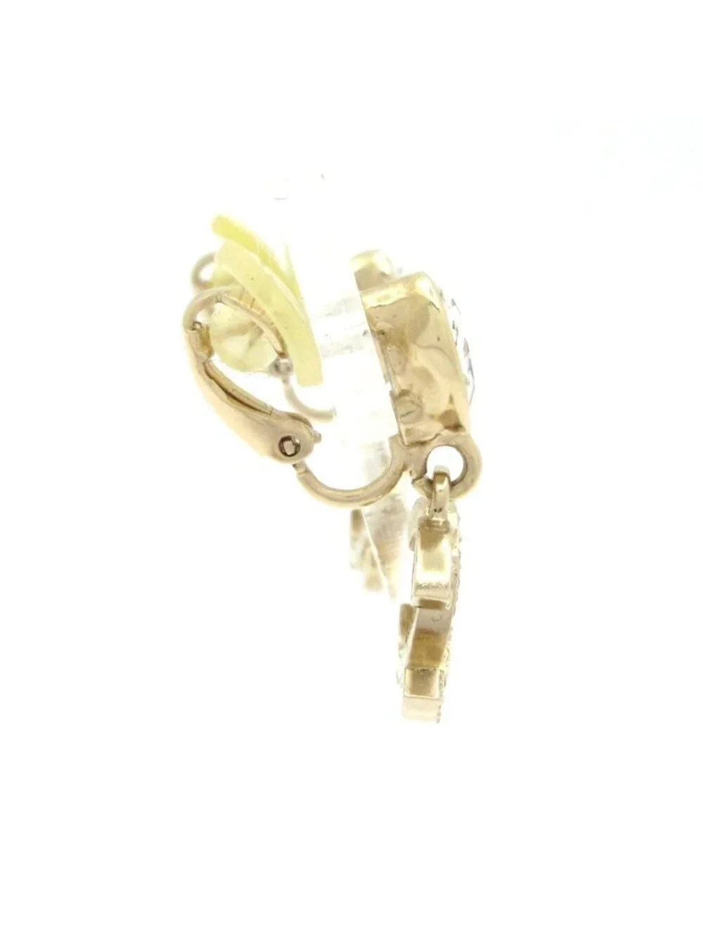 Chanel Earrings CC Logo Clear Gold